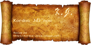 Kordos János névjegykártya